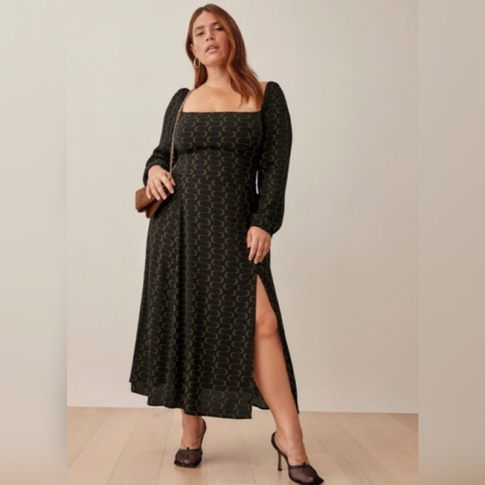 NWT Reformation Sigmund Linguini square neck maxi with slit dress